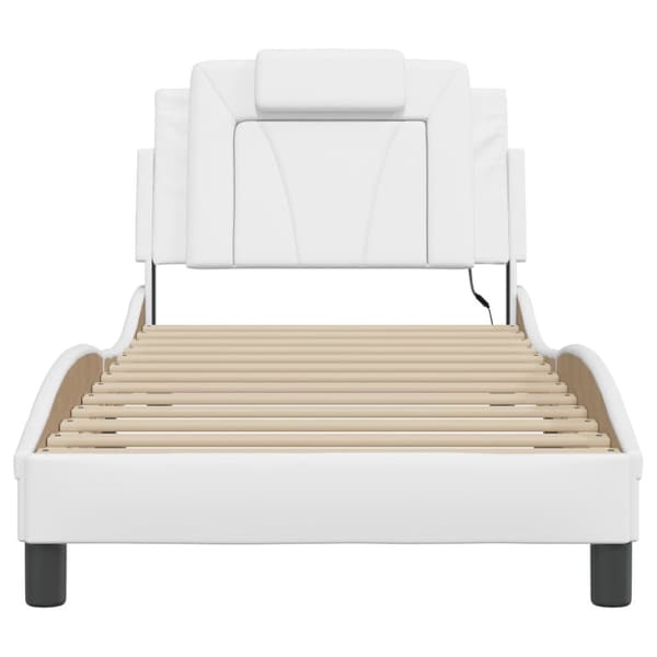 Bed Frame "Viana" with LED without Mattress White 90x190 cm