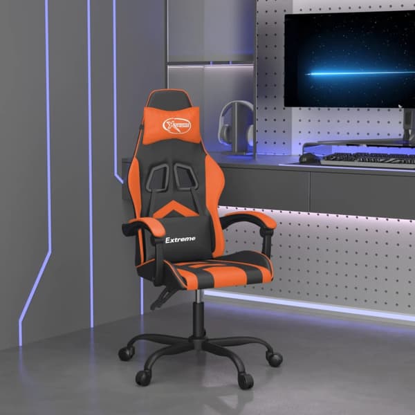 Gamingstol svart och orange konstläder