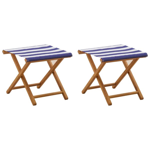 Deck Chair 2 pcs Massiv Eukalyptus Trä Blå och Vit