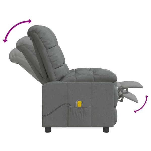 Massagefåtölj mörkgrå tyg
