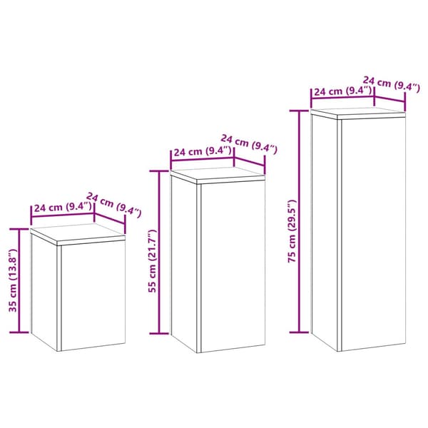 Växtställ 3 pcs Svart Stål