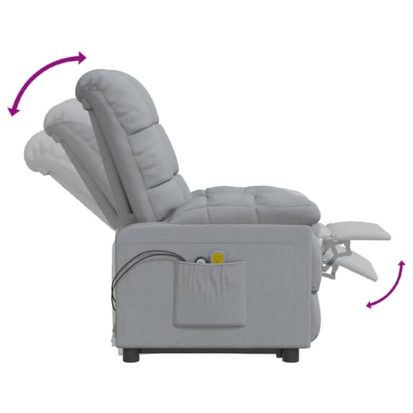 Elektrisk massagefåtölj ljusgrå tyg