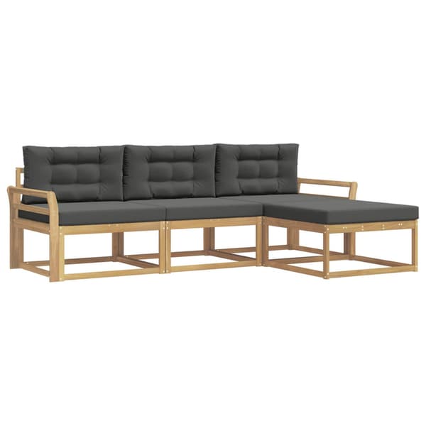 Utomhussoffset med kudde 4 pcs Vit och antracit Polyester