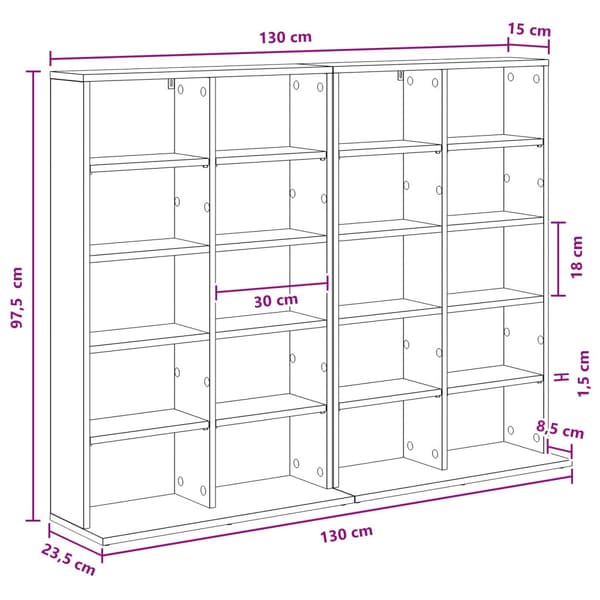 CD Skåp 2 st Vit 65 x 23,5 x 97,5 cm Konstruerat trä