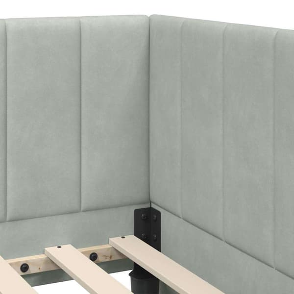 Hörn Sängram med Madrass 2 st Ljusgrå 80 x 200 cm Sammet