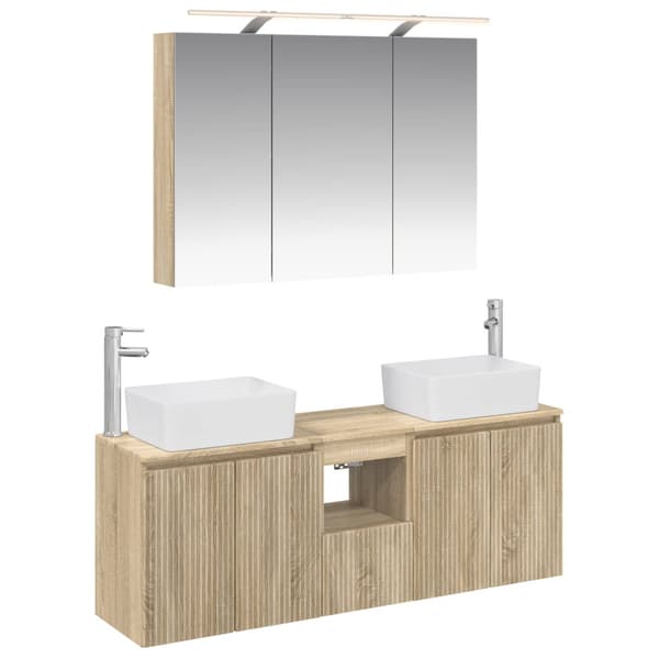 Badrumsskåpsset 4 pcs Sonoma-ek Konstruerat trä