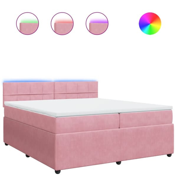 Ramsäng med madrass rosa 200x200 cm sammet
