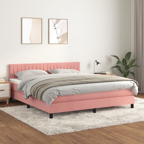 Ramsäng med madrass rosa 180x200 cm sammet