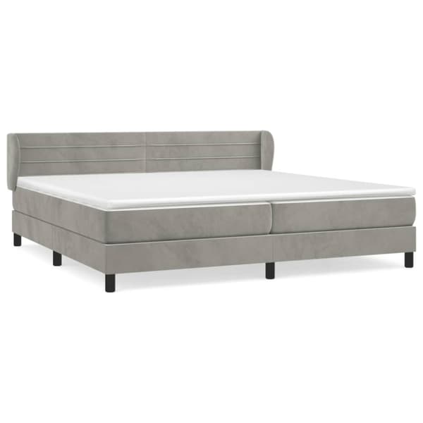 Ramsäng med madrass ljusgrå 200x200 cm sammet