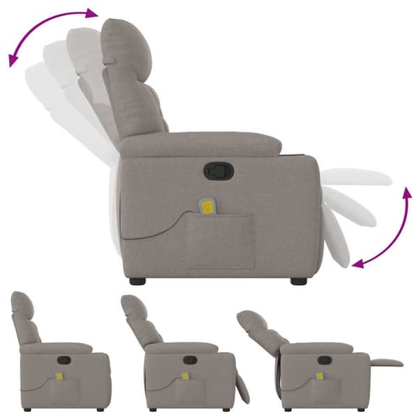 Massagefåtölj taupe tyg