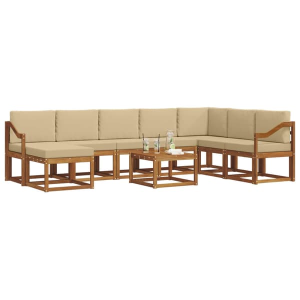 Utomhussoffset med kudde 9 pcs Naturlig och Beige