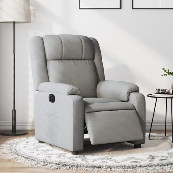 Elektrisk reclinerfåtölj ljusgrå tyg