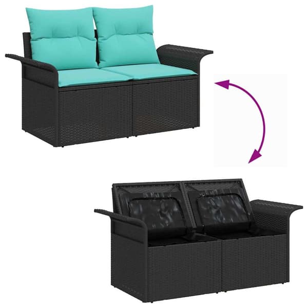 Trädgårdsoffset med lagring 7 pcs Svart Poly rattan