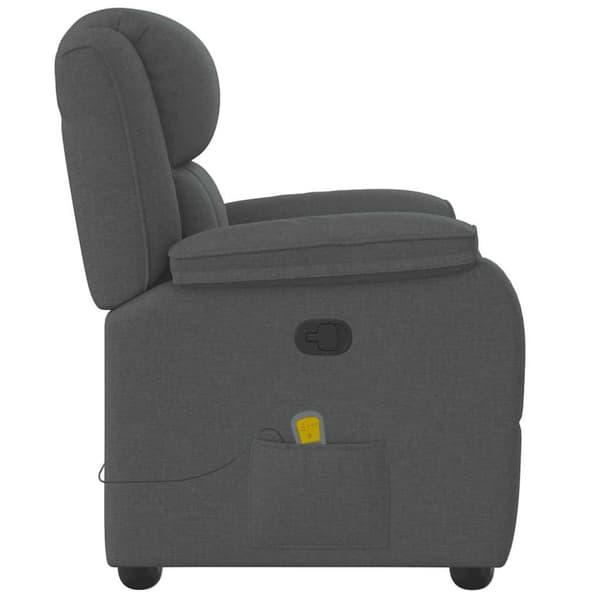 Massagefåtölj mörkgrå tyg