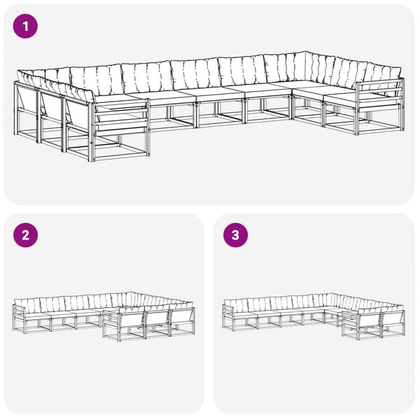 Utomhussoffset med kudde 10 pcs Vit och Beige