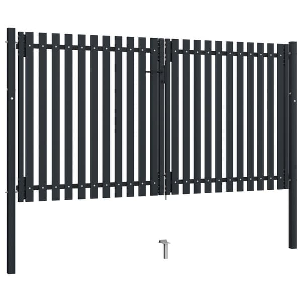 Dubbeldörrsgrind stål 300x150 cm antracit