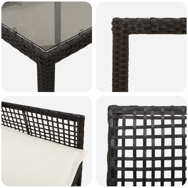 Trädgårdsmöbelset 3 pcs Svart konstrotting