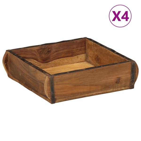Bricka 4 pcs Brun 29 x 31 x 10 cm Solid återvunnen trä
