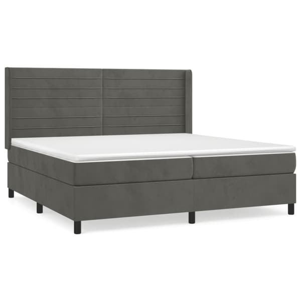 Ramsäng med madrass mörkgrå 200x200 cm sammet