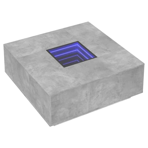 Soffbord med Infinity LEDs betonggrå 100x100x40 cm