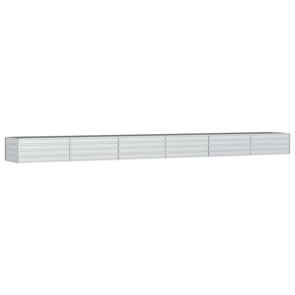 Odlingslåda upphöjd galvaniserat stål 600x80x45 cm silver