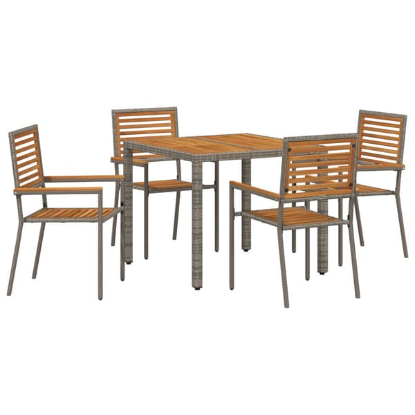 Trädgårdsmöbelset 5 pcs Grå och Brun konstrotting