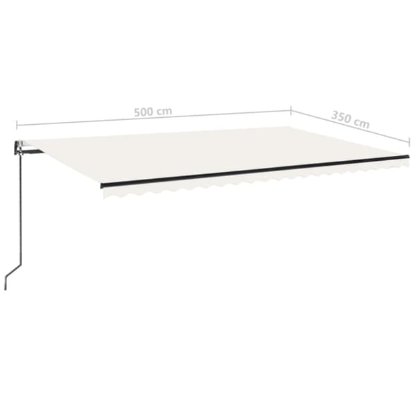 Automatisk markis med vindsensor & LED 500x350 cm gräddvit