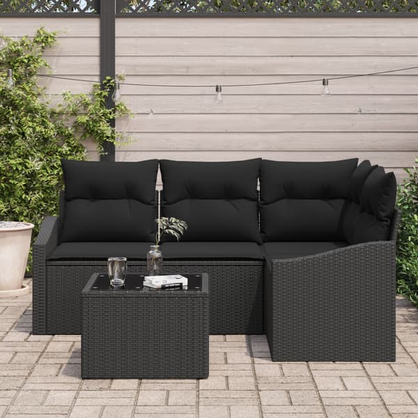 Soffset med kudde 5 pcs Svart konstrotting