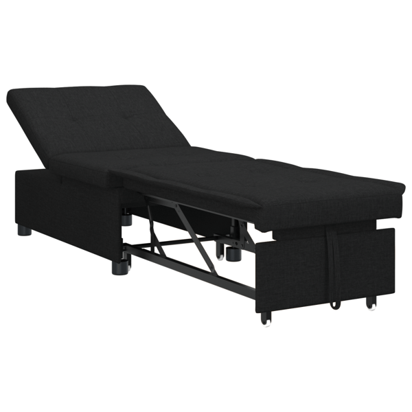 Pull Out Sofa Bed Svart 194 x 50 x 82 cm tyg