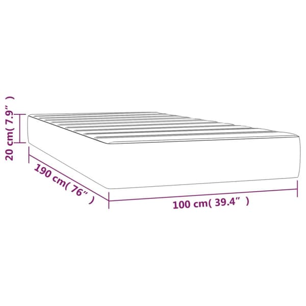 Pocketresårmadrass medium ljusgrå 100x190x20 cm sammet