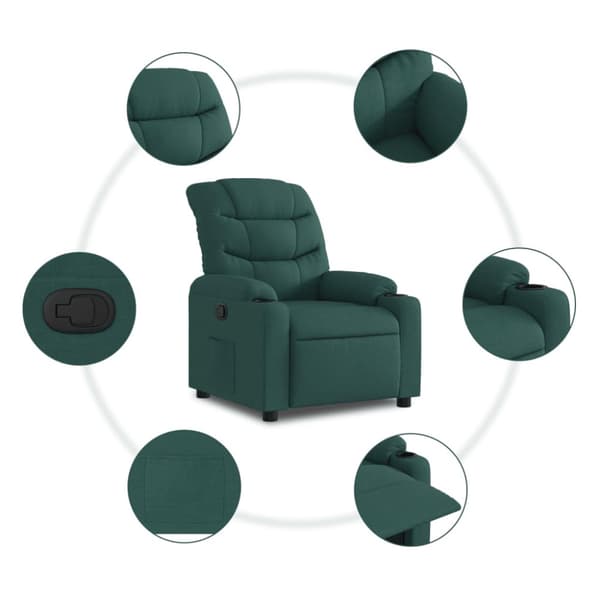 Reclinerfåtölj mörkgrön tyg