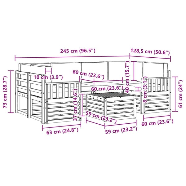 Utomhussoffset med kudde 7 pcs Vit och antracit Polyester