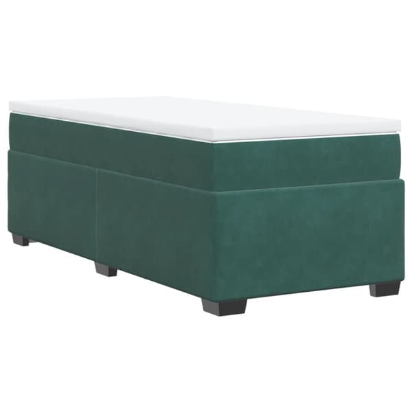 Ramsäng med madrass mörkgrön 90x190 cm sammet