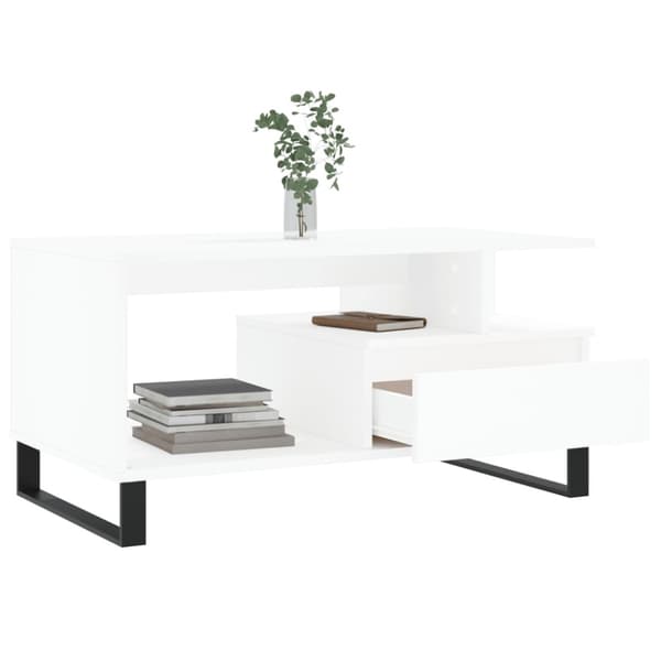 Soffbord vit 90x49x45 cm konstruerat trä