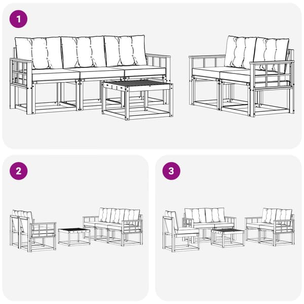 Utomhussoffset med kudde 6 pcs Vit och Beige