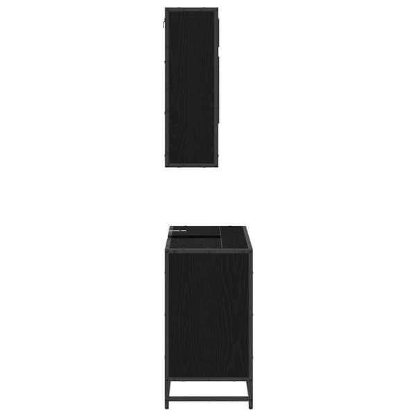 Badrumsmöbelset med låda 2 pcs Svart Ek Konstruerat trä