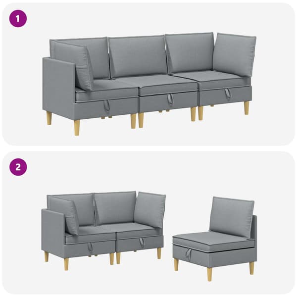 Möbelset för vardagsrummet med kudde 3 pcs Ljusgrå Tyg