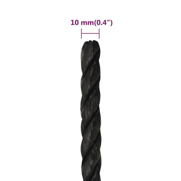 Rep svart 10 mm 500 m polypropen