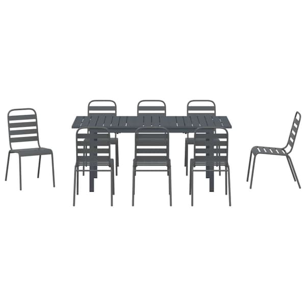 Trädgårdsmöbelset 9 pcs Antracit Pulverlackerad stål