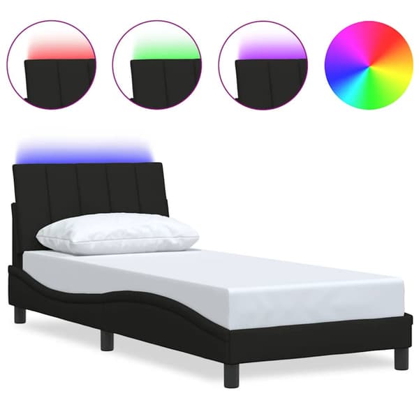 Bed Frame without Mattress "Hanko" Black 90x190cm Fabric