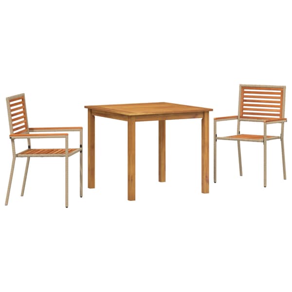 Trädgårdsmöbelset 3 pcs Beige Massivt Akaciaträ