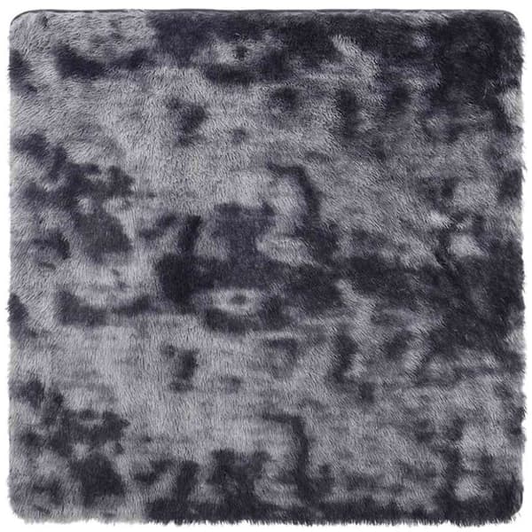 Ryamatta med lång lugg NAVARRA mörkgrå 240x240 cm polyester