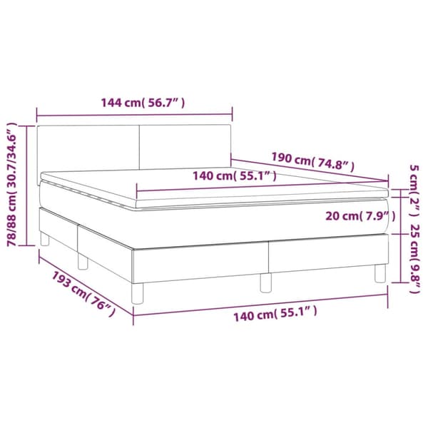 Ramsäng med madrass vit 140x190 cm konstläder