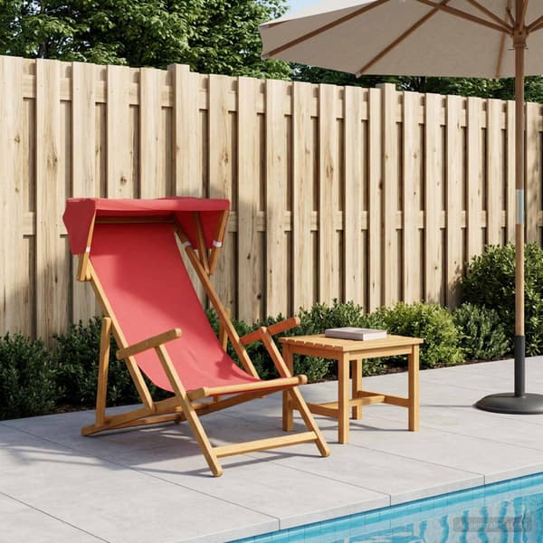 Deck Chair 3 Position Massiv Eukalyptus Trä Röd