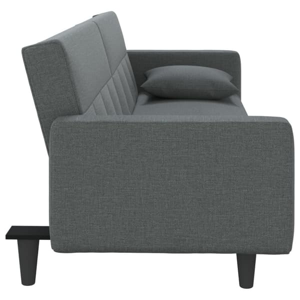 Bäddsoffa med armstöd mörkgrå tyg