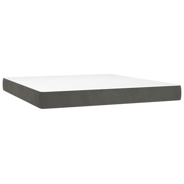 Ramsäng med madrass mörkgrå 160x200 cm sammet