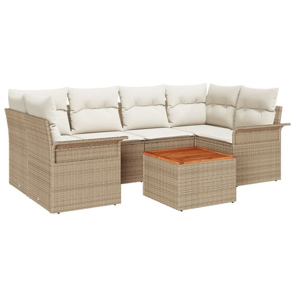 Trädgårdsoffset 7 pcs Beige och gräddfärgad konstrotting