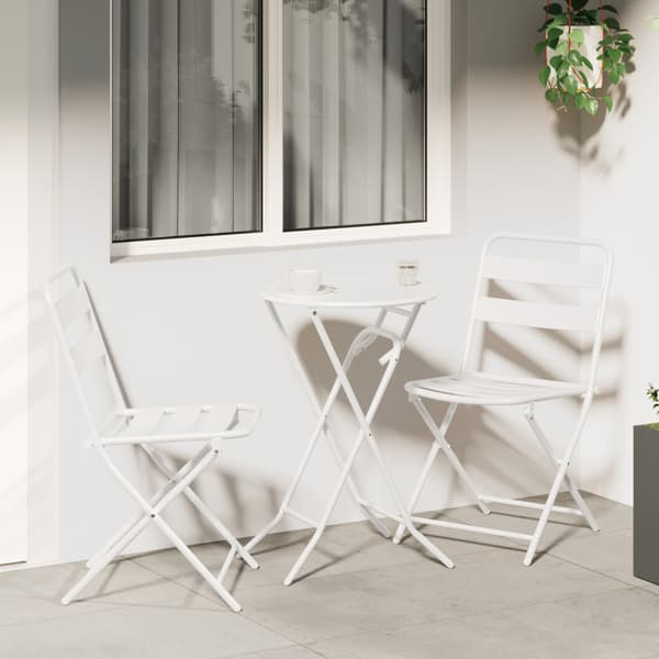 Trädgårds Bistro Set 3 pcs Vit Stål