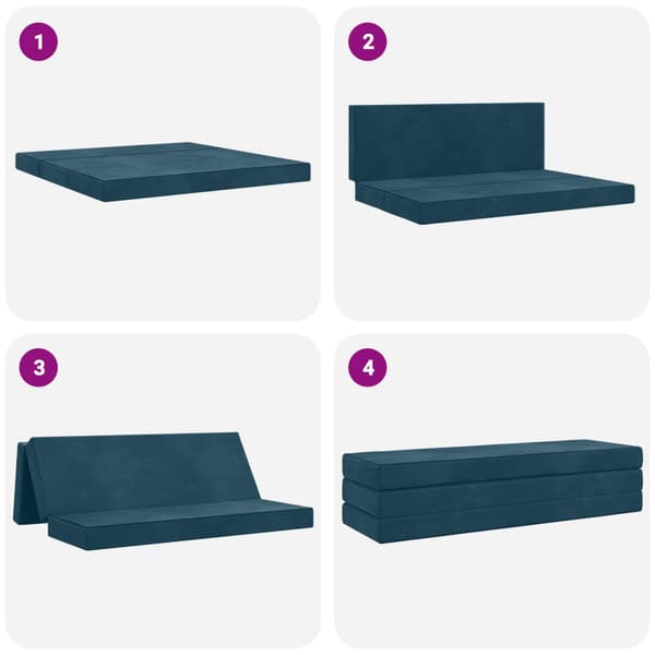 Fällbar Soffbed 200 x 67 x 45 cm Blå