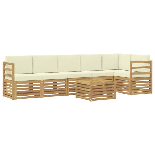 Utomhussoffset 7 pcs Vit och grädde Polyester